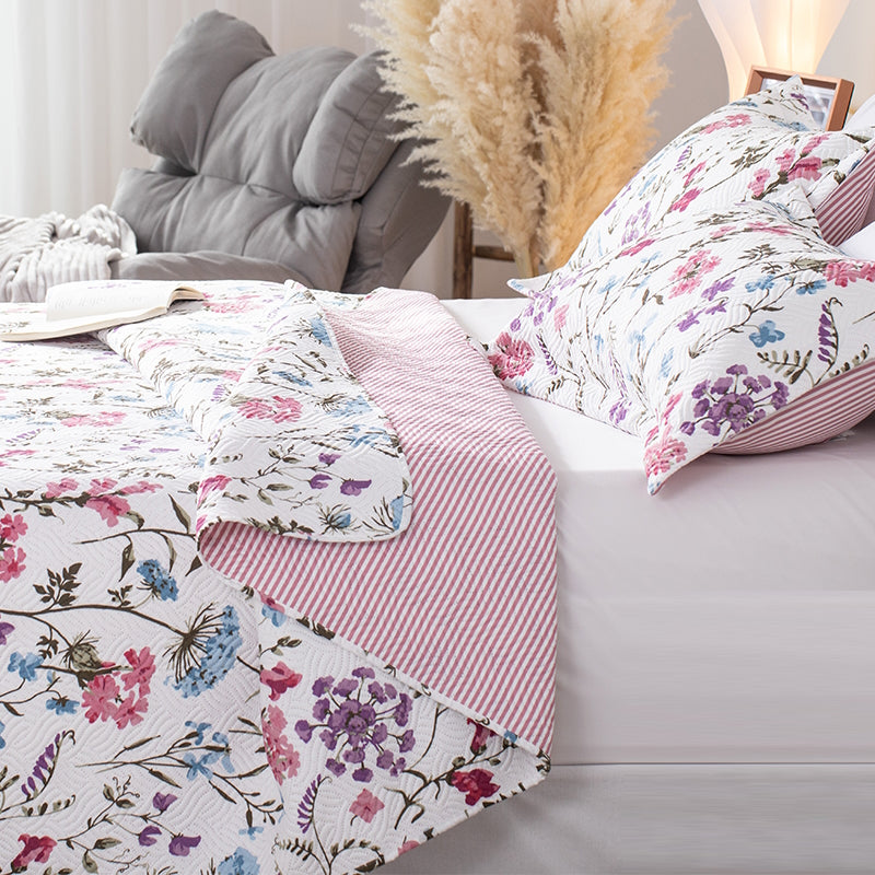 Kasentex Floral Quilt Set - Lightweight & Reversible - Cozy & Stylish Bedding - Machine Washable