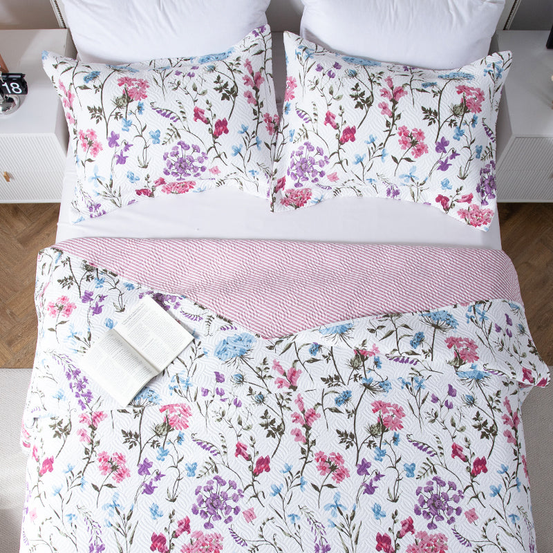 Kasentex Floral Quilt Set - Lightweight & Reversible - Cozy & Stylish Bedding - Machine Washable