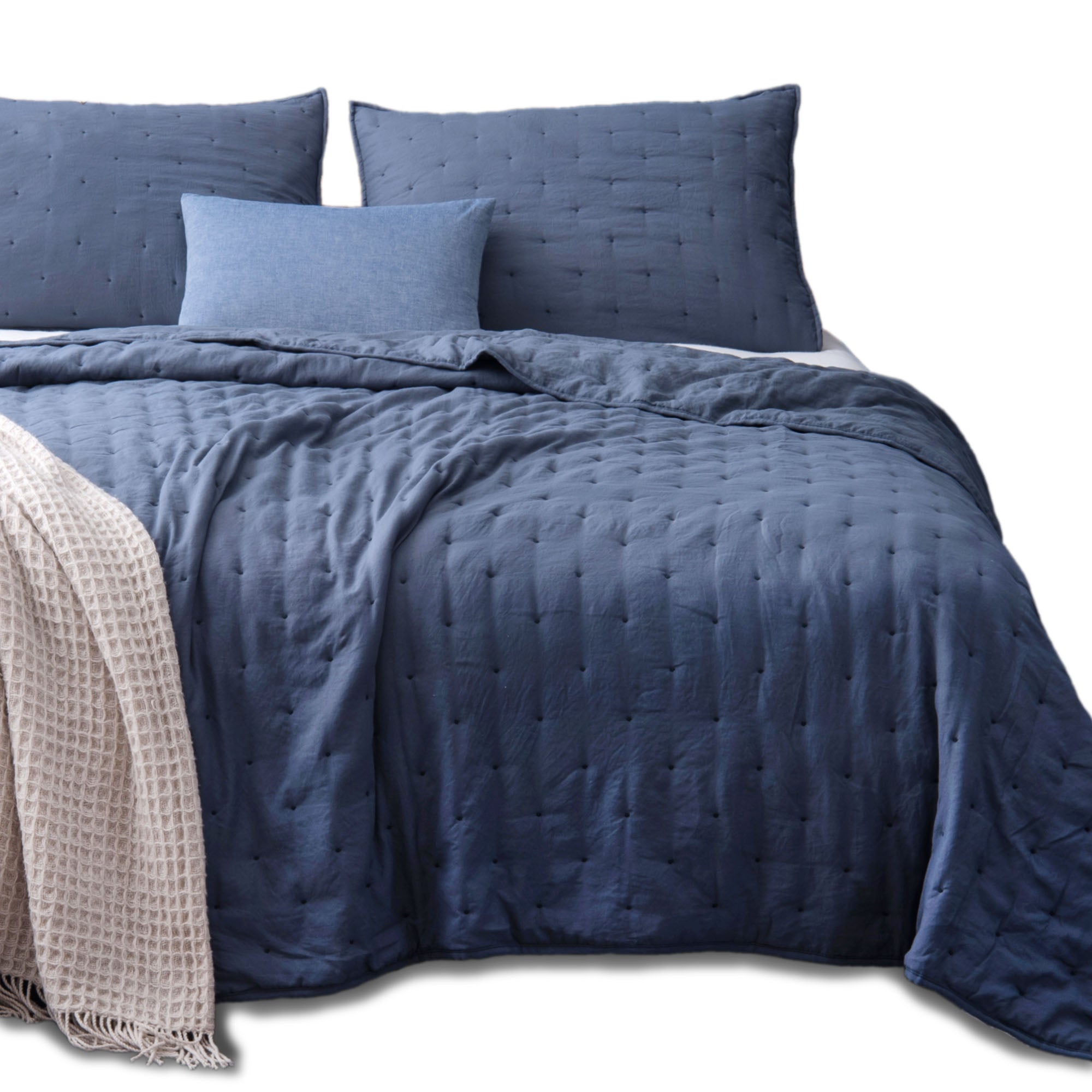 Dot Stitch Stone Washed Quilt Set