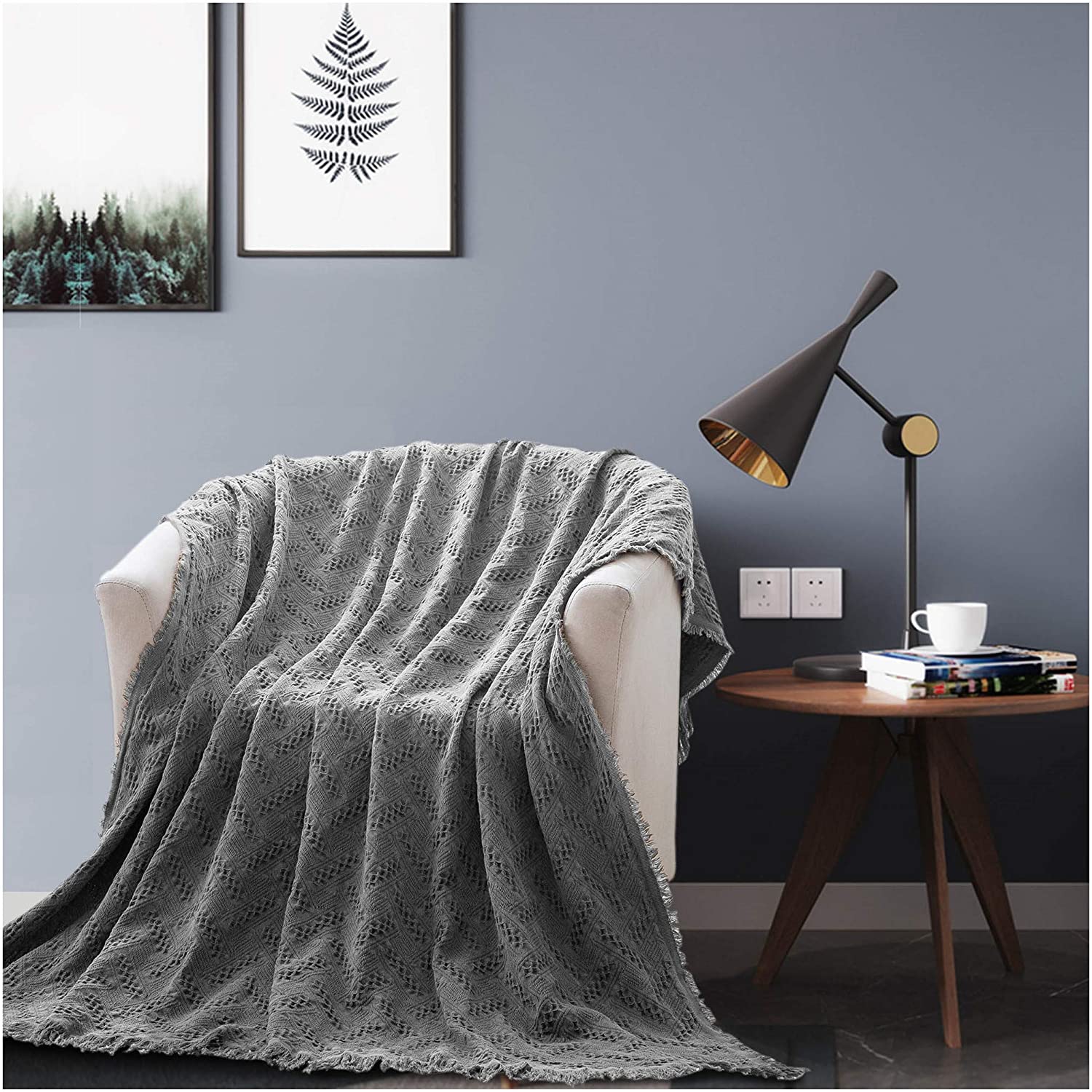 All Seasonal Cozy 100 Cotton Knitted Throw Blanket Add This To