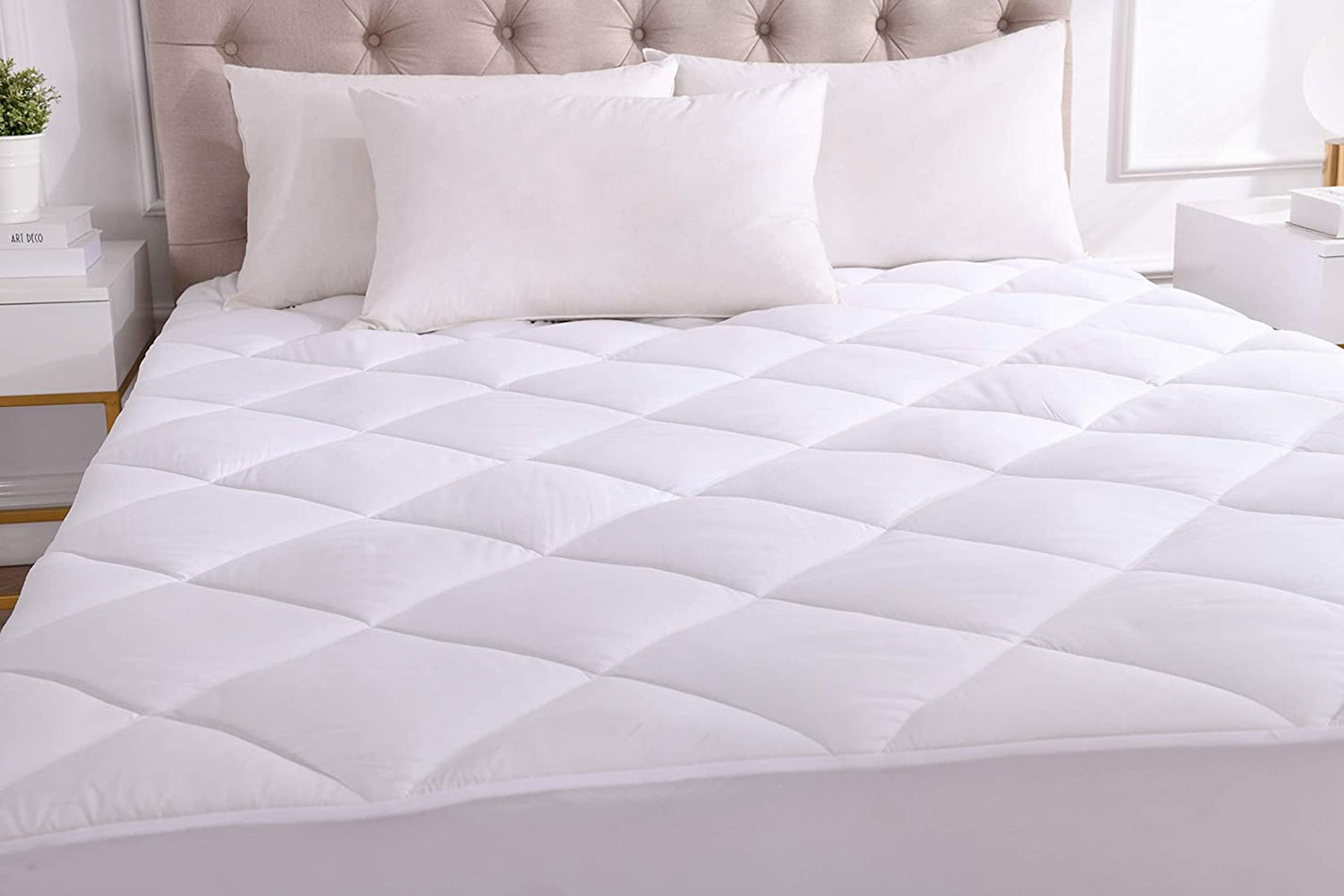 King Size Mattress Pad With Deep Pockets | Deluxe Fitted Mattress Pad ...