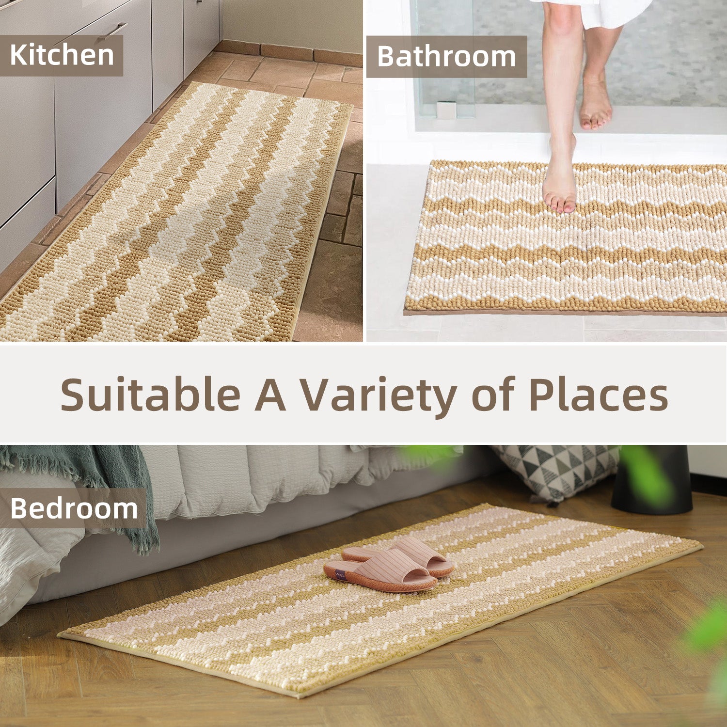 SONORO KATE Bathroom Rug, Non Slip Bath Rugs, Soft Cozy Durable Thick  Chenille Bath Mat, Ultra Water Absorbent and Fast Dry Bath Mats for  Bathtubs