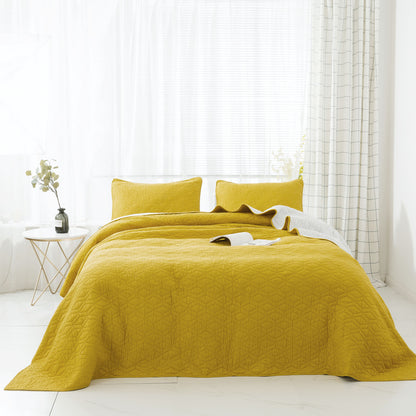 Kasentex Ultra Soft Coastal Design Bedspread Set, Green or Yellow