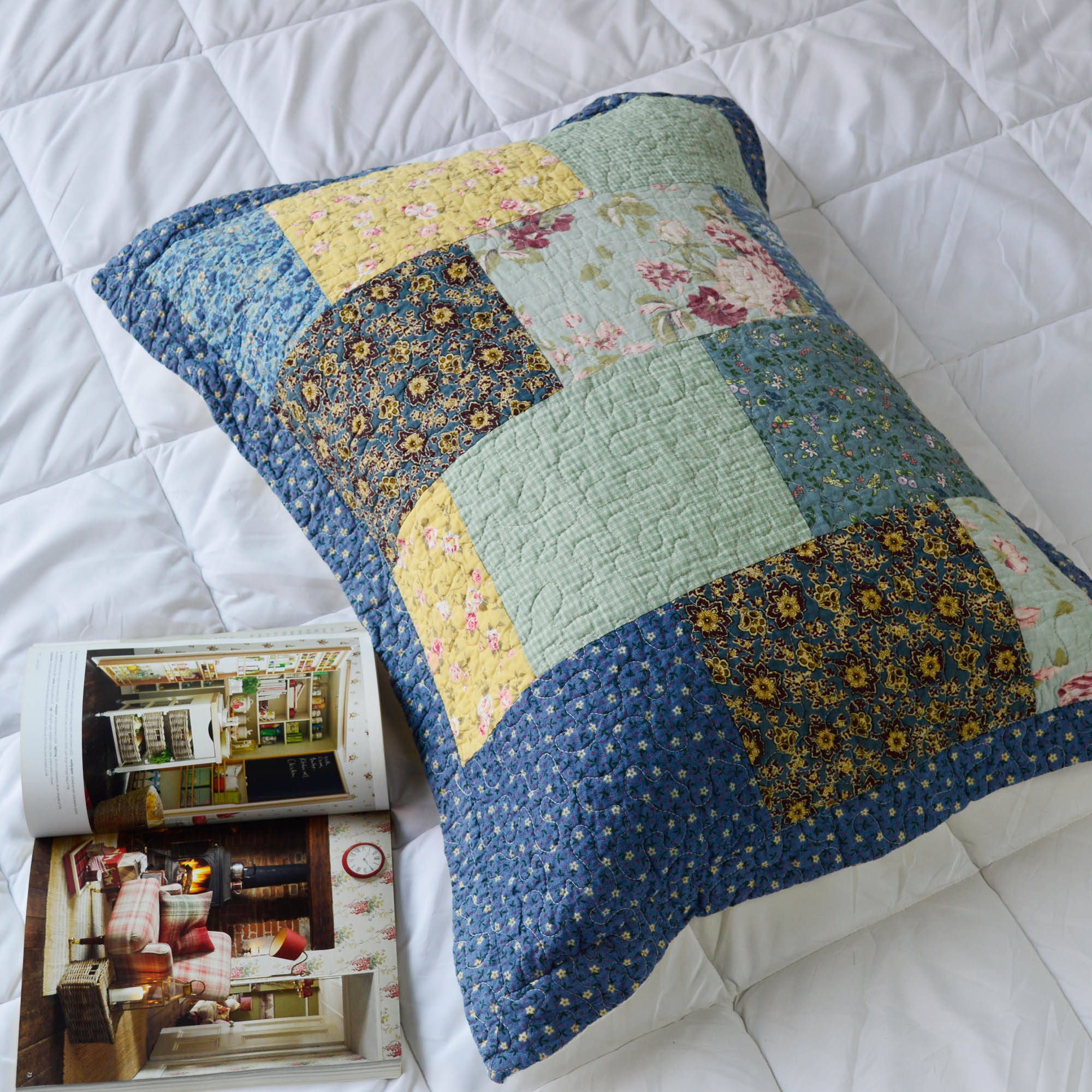 Blue quilted 2025 pillow shams